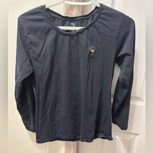 Burberry Kids XXL Long Sleeve Shirt Navy Stripe Nova Logo Youth 14 16 Cotton